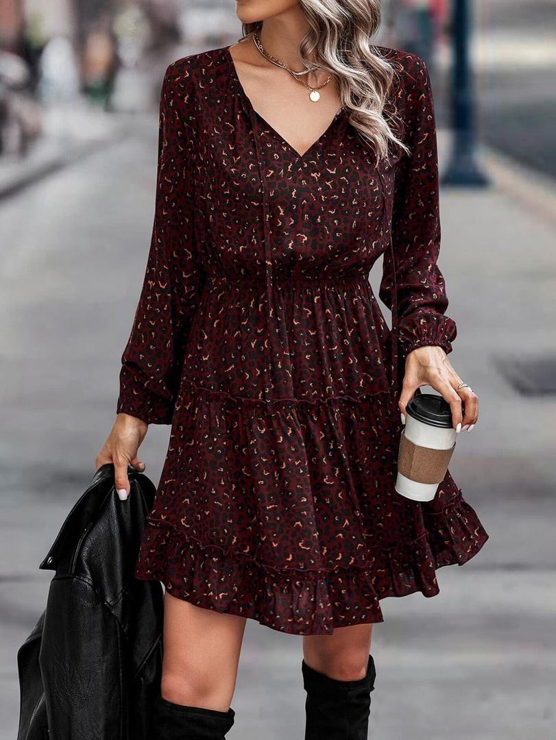 Summer Dresses for Women 2024 Tie Neck Ruffle Hem A Line Short Dress XL