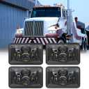 4x6 Inch LED Headlights 4 PCS Headlight Replacement H4651 H4652 H4656 H4666 H6545 Compatible with Peterbilt Kenworth Freightliner Ford Probe Oldsmobile Cutlass (Black)