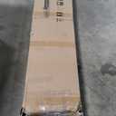 BARNSMITH 42in x 84in Glass Barn Door with 7FT Sliding Door Hardware Kit Included & Handle, 5-Panel Frosted Glass Solid Wood Slab with Water-Proof PVC Surface, Pre-Drilled Easy Assembly, Brown