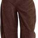 AMEBELLE Corduroy Overalls for Women Barrel Wide Leg Bib Corduroy Pants Women Adjustable Romper Jumpsuit with Pockets (Small, Brown)