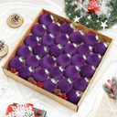 Velvet Christmas Balls Set 30pcs Purple Velvet Christmas Tree Ornaments Shatterproof Xmas Hanging Balls Decorative Hanging for Xmas Holiday Family Home Store Indoor Decor 2.4inch