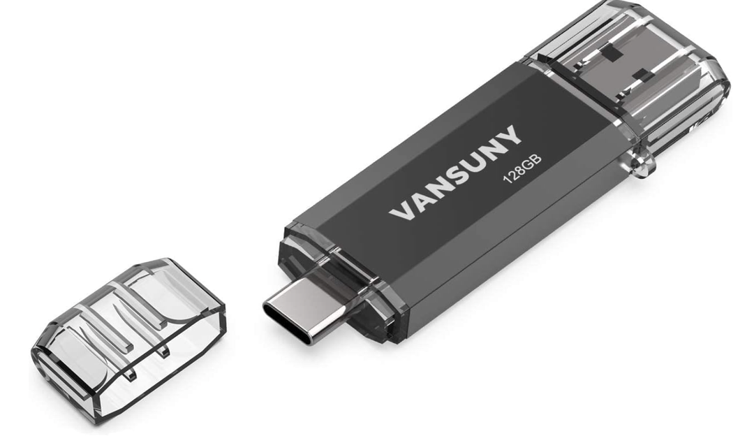 Vansuny 128GB USB C Flash Drive 2 in 1 OTG USB 3.0 + Type C Memory Stick with Keychain Dual Type C Thumb Drive Photo Stick Jump Drive for Android Smartphones, Computer, Tablet, PC