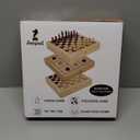Juegoal 4-in-1 Wooden Fast Sling Puck Set for Kids and Adults, Chess, Checkers, Tic Tac Toe Games, Travel Portable Folding Tabletop Chess Board Game Sets, Interactive Families Toys