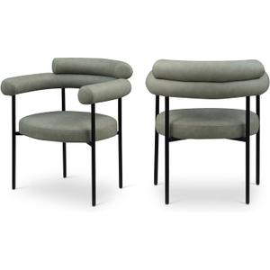 Meridian Furniture Blake Collection Modern | Contemporary Upholstered Dining Chair with Metal Frame, 28.5" W x 24" D x 31.5" H, Green, Set of 2, Vegan Leather