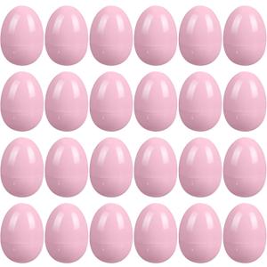 24 Pcs Easter Eggs Plastic Fillable Easter Eggs Bulk Empty Blank for Easter Basket Stuffers Fillers Easter Theme Party Favor Easter Hunt Stuffers Classroom Prize (Pink)