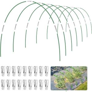 Garden Hoops 6 Set 7ft Grow Tunnel, 30pcs Greenhouse Support Hoops Rust-Free Frame for Garden Netting Raised Beds Row Cover Fabric, DIY Fiberglass for 3 & 4 Ft Wide, 18pcs Clips-5mm