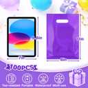 ANZNKU 100 PCS Purple Party Favor Bags 8"x11", Goodie Bag for Candy Treat Jewelry Craft, Plastic Gift Bags with Die Cut Handles for Birthday, School Events & Small Business, Wedding, Easter