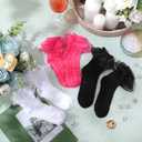 Geyoga 3 Pairs Halloween Women Ruffle Socks Turn Cuff, Double Lace Ankle Socks Cotton Lace Frilly Sock for Ladies (Rose Red, White, Black)