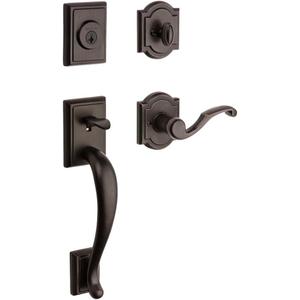 Baldwin Pistoria, Front Entry Handleset with Interior Lever, Featuring SmartKey Deadbolt Re-Key Technology, in Venetian Bronze