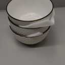 Ceramic Cereal Bowls Set - 26 Oz Embossed Soup Bowl - 6 Inch Stoneware Kitchen Bowl for Oatmeal Salad Dessert Rice - Microwave Dishwasher Oven Safe - Set of 3 - White