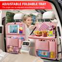 2Pack Car Backseat Organizer with Foldable Table Tray,6 Storage Pockets Car Storage Organizer with Tablet Holder,Car Seat Back Protectors Kick Mats Travel Accessories (Pink)