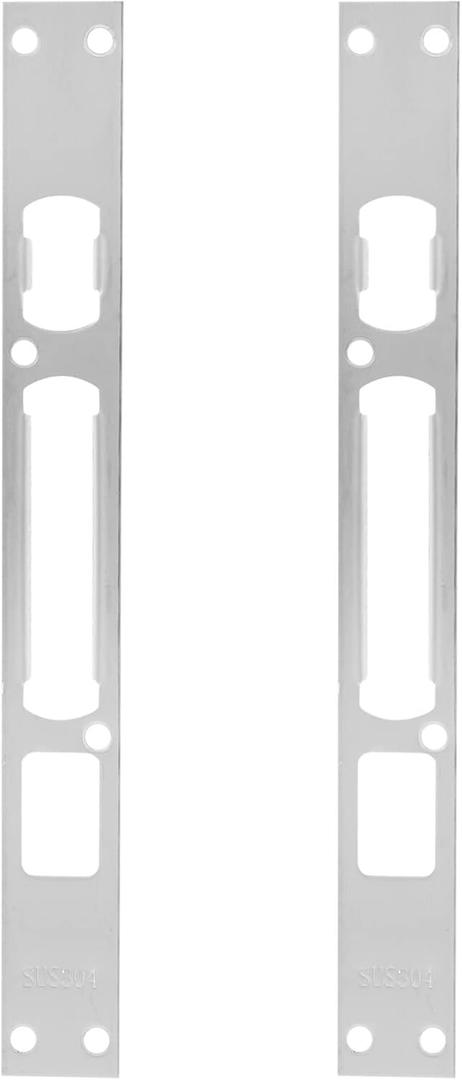 DOITOOL 2 PCS 10.2 inch Door Strike Plate Security Latch Strike Flat Door Security Plates Stainless Steel Door Reinforcement Kit for Deadbolt Armor Heavy Duty Residential Use