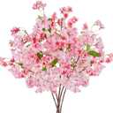 Artificial Cherry Blossom Branches 27 5 Pcs Faux Cherry Flowers for Vase Pink Fake Silk Flowers Artificial for Decoration Spring Peach Bouquet Table Centerpiece Decor Home Wedding Kitchen Garden