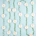 3D Daisy Flower Garland (2PCS) Flower Banner Wildflower Party Decorations Leaves Banner Paper Flower Spring Wedding Backdrop Decor