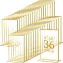 Hoteam 36 Pack Gold Acrylic Sign Holders, Gold Picture Frames Clear Wedding Table Numbers Double Sided Acrylic Holders for Wedding Restaurant Table Number Photos Menu Cards Art (4 x 6 Inch)