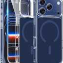 FNTCASE for iPhone 17 Pro-Max Case: Clear Magnetic Phone Cases with Screen Protector Compatible with Magsafe Slim Anti Yellowing Rugged Shockproof Protective Transparent Cell Cover (B-A Blue)