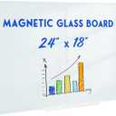 Magnetic Glass Whiteboard, 24" x 18" Glass Dry Erase Board for Wall, Frameless White Board with 1 Marker Tray and 3 Magnets for Office, Home, Classroom - Normal White