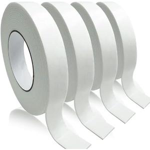 Double Sided Foam Tape, Strong Adhesion Mounting Tapes (L196IN * W0.94IN * 3 Rolls), White, Heavy Duty Sticky Strips for Wall Art, Office Decor, Posters/Picture Hanging, Packaging, Bonding
