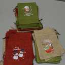 Abuntor 24Pcs Drawstring Christmas Gifts Bags, Small Burlap Gift Sacks For Xmas Holiday Present Wrapping, Christmas Wrapping Bags