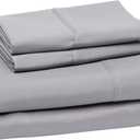 Amazon Basics Lightweight Super Soft, Wrinkle-Free, Breathable Luxury Microfiber 4 Piece Bed Sheet Set with 14-Inch Deep Pockets, Full, Dark Gray, Solid