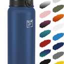 Fanhaw 32 oz Insulated Stainless Steel Water Bottle with Anti-Dust Chug Lid, Leakproof Vacuum Sports Bottle for Men & Women (Navy Blue)