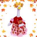 AZYM Fall Porch Goose Outfits,3 Pcs/Set Halloween Pumpkin Maple Leaf Yard Goose Statue Clothes for 23" Statue Patio Lawn Garden Thankgiving Day Decoration