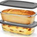 2 Pack Glass Loaf Pan with Lid, 1.9QT/ 62 OZ Bread Pan - Baking Dish with Airtight Lids BPA free - Meatloaf Pans For Homemade Bread, Baking, Cakes, DessertMicrowave & Oven Safe