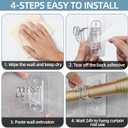 No Drill Curtain Rod Bracket Holders, (8 Pack) Adjustable Self Adhesive Curtain Hooks, No-Nail Stick on Wall Curtain Rod Hangers for Bathroom Bedroom Kitchen and Livingroom