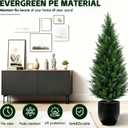4Ft Artificial Cedar Topiary Trees (2-Pack) - UV Resistant Fake Shrubs with Ground Spike for Outdoor & Indoor Use, Front Porch, Garden Decor