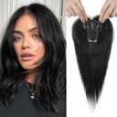 REECHO Real Human Hair Topper, 10 inch Women Hair Toppers for Thinning Hair, 100 Percent Human Hair Large Coverage Natural Hairpiece Wiglet, Standard Base 3.5"x2", Natural Black