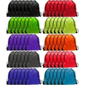 GoodtoU Drawstring Bags Bulk 60 Pack, Nylon Drawstring Backpack Cinch Bags for Kids & Adults, Lightweight String Backpacks for Gym School Travel Party Favors Goodie Bags, 15.5 x 13.5 in, 10 Colors