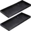 uxcell 2Pcs Bathroom Vanity Tray, 11.8" x 5" Home Kitchen Silicone Trays Shatterproof Vanity Sink Organizer for Soaps Keys Candle Trinket Tank, Marble Black