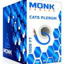 MONK CABLES | CAT6 Plenum Cable 1000ft | UTP, 23AWG, 550MHz | DSX-8000 Certified | Most Certified Cable of The Whole Market (Blue)