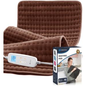 CooCoCo Large Electric Heating Pad for Back Pain & Cramps Relief, Birthday Gifts for Women Mom Men Dad, FSA HSA Eligible, Auto Shut Off, Machine Washable, Heat Pad for Neck & Shoulder, Suntan (17"*33" Brown)