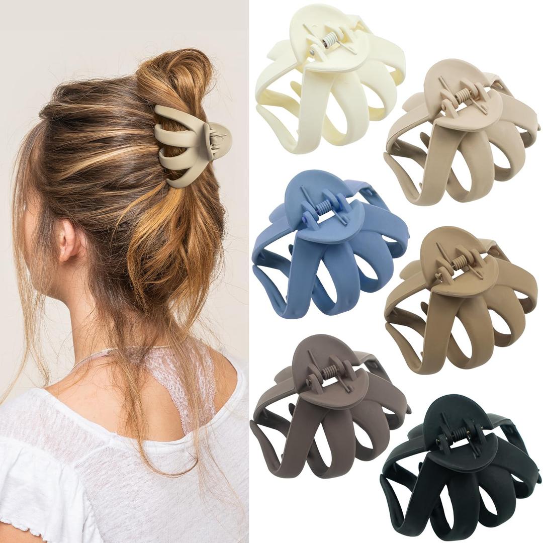 6 Pcs Hair Claw Clips for Women, 2.8" Medium Non-Slip Octopus Jumbo Hair Accessories 