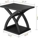 ChooChoo End Side Table, Modern End Table with Storage Shelf, X-Design Side Table Living Room (Black)