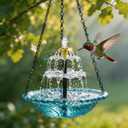 2026 New Solar Cascade Hanging Bird Bath Fountain Outdoor Bowl Bird Bath with Solar Pump, Large Hanging Fountain for Hummingbirds, Gardens, Patio & Backyard