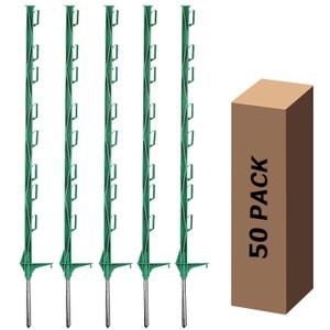 50 Pack Electric Fence Posts,48 Inch/4FT Step-in Plastic Posts for Farm and Garden,Temporary Sturdy Fencing System for Electric Fencing and Yard Protection, Green