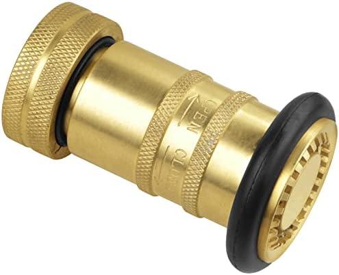 Fire Hose Nozzle 1" NPSH/NPT Fire Fighter Hose Nozzle 100 psi 75 gpm Brass Fire Equipment Spray Jet Fog,Heavy-Duty Industrial Brass Fire Equipment Water Hose Nozzle