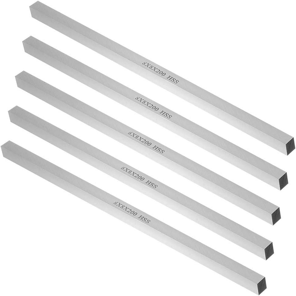 uxcell HSS Lathe Tool Bit 8mm x 8mm x 200mm, Square Lathe Turning Tool Blanks, High Speed Steel Rectangular Fly Cutter Mill Blank, 5pcs