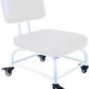 IMMER LIEBEN Rolling Stool and 4 Wheels with Brakes Rolling Chair for Home Office Garage Shop Roller Seat Water-Proof High Density Cushion and Steel White