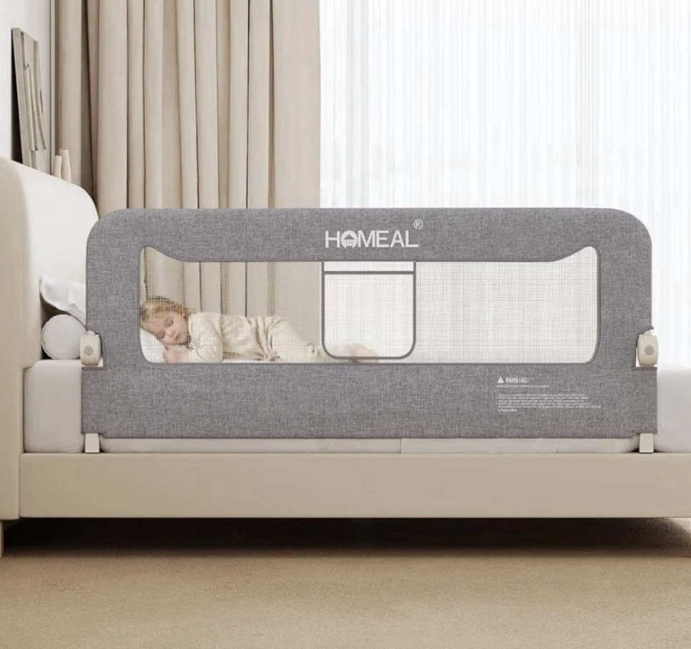 HOMEAL Bed Rail for Toddlers, 59in Swing Down Baby Bed Rail Guard, Toddler Bed Rails for King Size Beds, Twin, Full, Queen, Bed Guard Rail for Toddlers, Grey