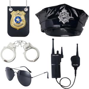 Spooktacular Creations 5 pcs Police Costume Accessories, Halloween Costume Accessories for Adults, Police Role-Playing Accessory, Detective Dress-Ups