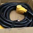Camco Power Grip 30-Ft 50-Amp Camper/RV Extension Cord - Features Copper 6/3 + 8/1-Gauge Wires for Superior Conductivity - Rated for 125/250 V/12,500 W - Coated w/Heat-Resilient PVC (55195)