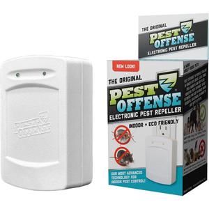 Upgraded PEST OFFENSE New Look Electronic Pest Repeller for Indoor Pest Control of Mice, Rats, Rodents, Roaches for Home, Office, Business, Garage, Warehouse