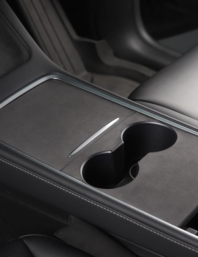 TPARTS Center Console Wrap Kit for Telsa Model 3 (2021-2023) Model Y (2021-2025) Gen 2.0 Console Pre-Cut and Premium Suede Cover Tesla Interior Decoration Accessories (Suede)