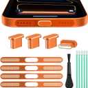 USB C Dust Plug Port Cover, Aluminum Type C Charging Port Plug Cover with Speaker Protection Dust Covers Phone Accessories for iPhone 17 Pro Max (Orange, for iPhone 17 Pro Max)