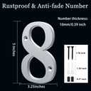 4 x Unique 5-Inch High Acrylic House Numbers - Rustproof & Anti-fade Mailbox Number/Float or Flush Mount - Enhance Home Address Visibility/Silver Finished/Number 8