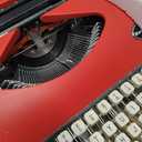 Maplefield Vintage Manual Typewriter Machine - Red Typewriter for Writers & Authors - Antique Desk Decor & Office Accessory - Compact Design & Easy Setup