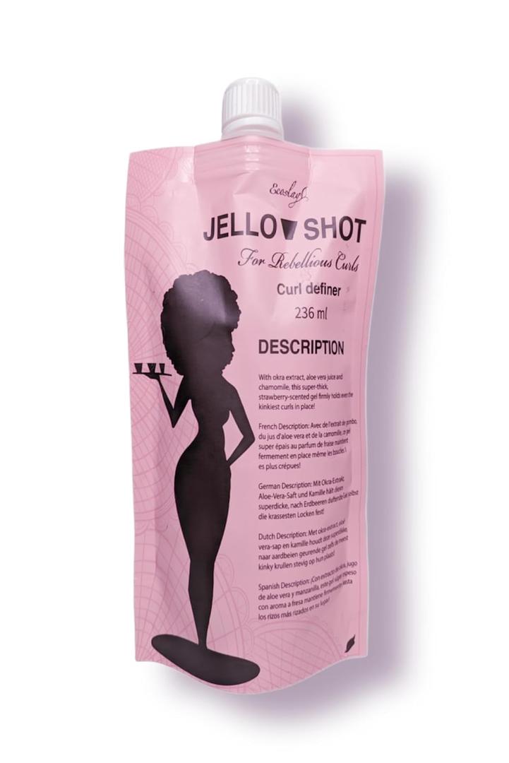 Ecoslay Jello Shot Gel - Extra Firm, Strong Hold Gel - Aloe & Okra Formula - Perfect For Kinky Curly Hair, Type 4c - Ideal for Women's Curly Hair Styling Needs - Hold Can Last Up To 7+ Days - 8oz